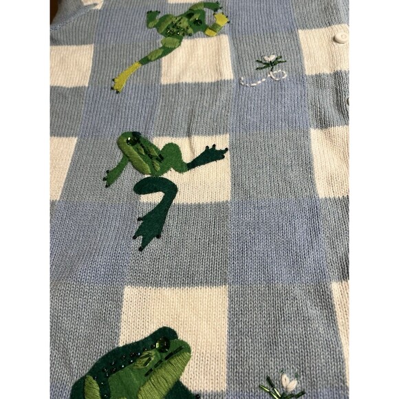 Quacker Factory Embroidered Frogs Button Down Short Sleeve Sweater 3X~ NWT - Picture 12 of 16